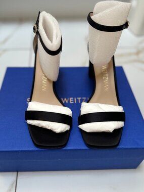 Stuart Weitzman Nudistcurve 75 Block Heel Sandal Women Black Stain